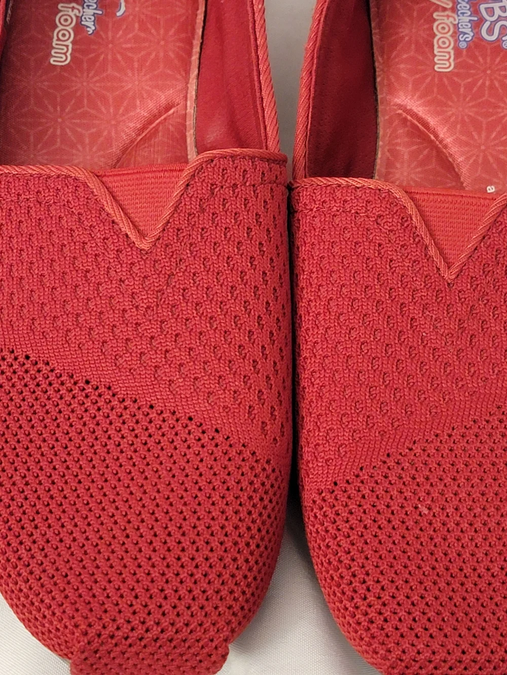 Skechers BOBS Red Knit Slip-On Flats Size 10